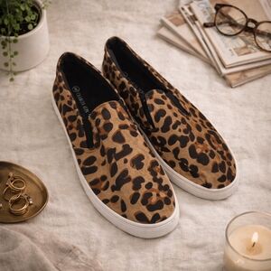 Charles Albert Leopard Print Slip On Sneakers Casual Skate Shoes